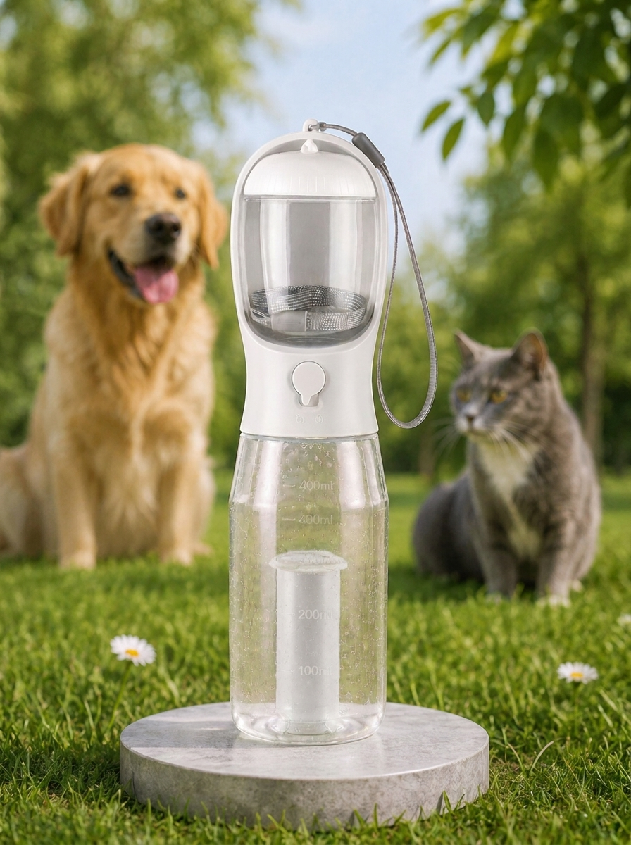 Gourde 3-en-1 portable pour chien et chat